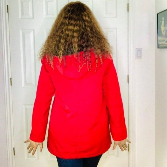 Tower London Fog hoodie red  coat front zipper long sleeve jacket women l… - Picture 10 of 16